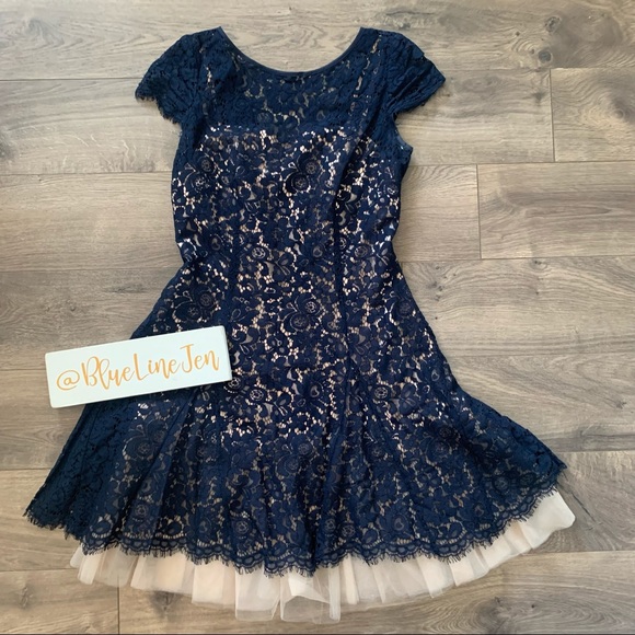 Eliza J Lace Fit and Flare Dress